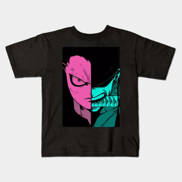 Anime Face Character Kids T-Shirt by Kalpataru